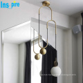 High quality hotel simple light luxury metal brass glass pendant lights LED chandelier